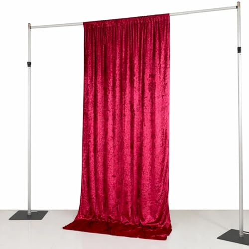 Efavormart Red Premium Crushed Velvet Backdrop Curtain 5ft x 10ft – Event Drape Panel & Photo Booth Background with Rod Pocket, 70% Blackout - color: Red, size: 5ft x 10ft