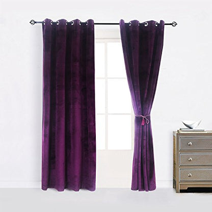 Cherry Home Set of 2 Blackout Velvet Energy Efficient Grommet Curtain Panel Drapes Lavender Purple 52Wx96L(2 Panels) Theater| Bedroom| Living Room| Hotel - color: Purple, size: 52"W x 96"L (Pack of 1)