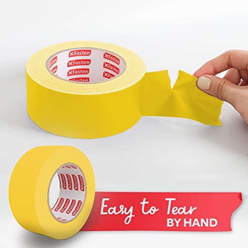 XFasten Yellow Gaffers Tape 5.1cm(2인치) x 30야드, 케이블 관리 개퍼 테이프, 실내, 실외 응용 분야에 이상적, 사진, 음악, 영화, 이벤트를 위한 무반사 매트 개핑 - color: 옐로우, size: 2 inch x 30 yards