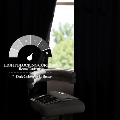 NICETOWN Black Blackout Extra Long Velvet Curtains 120 inches Long - color: Black Series - Black, size: 52"W x 120"L (Pack of 2)