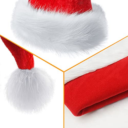 Christmas Hat for Adults/Kids/Baby, Santa Hats Unisex, Red Velvet Thicken Holiday Xmas Hat for Festive New Year Party - color: Red+white - 2pcs