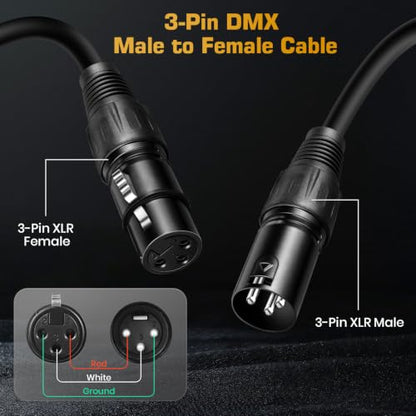DMX Cable 25ft 4 Pack, Klivon 3-Pin DMX Signal Cables for DMX512 Light - size: 3 Pin 25 FT 4 Pack