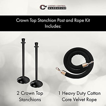 CCW Post and Rope Stanchion Kit, 2 Satin Stainless Steel Crown Top Posts - color: Red Rope, size: Satin Stainless Steel