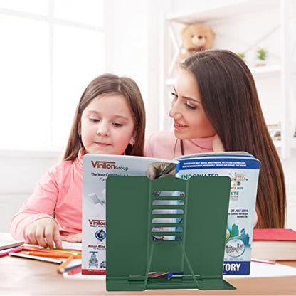 Honagu Metal Desk Book Holder, Adjustable Hands Free Holder for Cookbooks, Documents, Music Books, Textbooks, Tablets, Ipad (Military Green) - color: Military Green