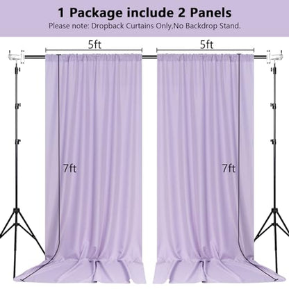MEETSKY Purple Backdrop Curtains,Wedding Backdrop Drapes,5ft x 7ft,2 Panels | Wedding party backdrops curtains,lavender photo backdrop,fabric background curtains,rod pocket,boy girl baby shower - color: Light Purple, size: 60"W x 84"L (Pack of 2)