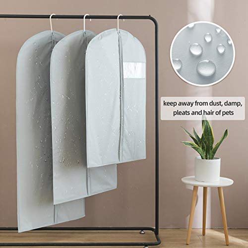 Dress Bags for Gowns Long, 65'' Long Dress Clear Garment Bag(Set of 4, 23.3'' X 65'') | Transparent window , Easy to identify - size: Set of 4(23.3" x 65") Gray
