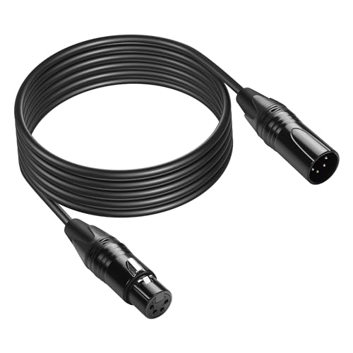 GINTOOYUN DMX Cable 4 Pin Signal XLR Male to Female Wire DMX512 XLR Male to Female Stage Light Signal Cable with Metal Connectors, Connection for Stage & DJ Lighting fixtures(1.8M)