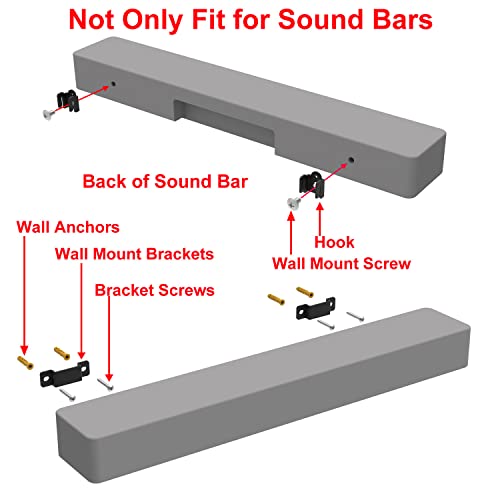 Soundbar Wall Mount Bracket for Vizio Soundbar, Speaker Wall Mounts for Surround Sound or Bookshelf Speakers, Wall Mounting Bracket Works with Most Speakers and Soundbars