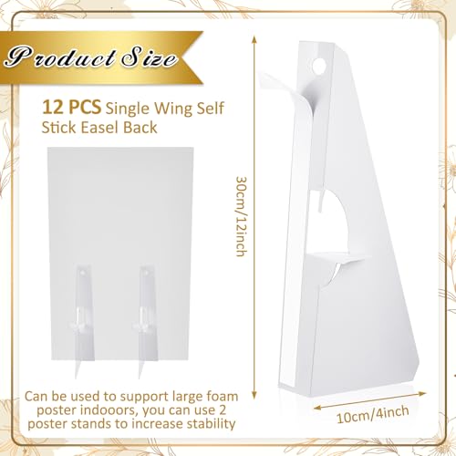 Marspark 12 Pack Poster Stand,12 Inch,White | Self Stick Easel Back Poster Board Stand, Convenient Peel and Stick Self Adhesive Easels Display Cardboard Sign - color: White, size: 12 Inch