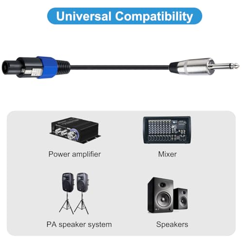 6.35mm TS Male Plug to Speakon Male Adapter Cable (0.5 Meter) - style: 6.35mm Male