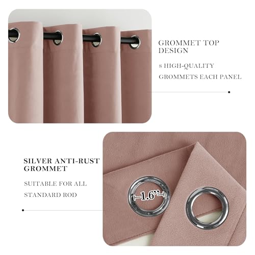 NICETOWN 100% Blackout Dusty Pink Velvet Curtains 90 inch Long for Girls - color: 100% Blackout - Dusty Pink, size: 52"W x 90"L (Pack of 2)