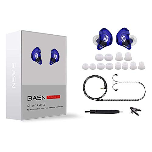 BASN Bsinger BC100 in Ear Monitor Headphones,Blue | Universal Fit Noise Isolating IEM Earphones for Musicians Singers Studio Audiophiles - color: Blue