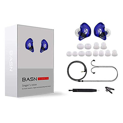 BASN Bsinger BC100 in Ear Monitor Headphones,Blue | Universal Fit Noise Isolating IEM Earphones for Musicians Singers Studio Audiophiles - color: Blue