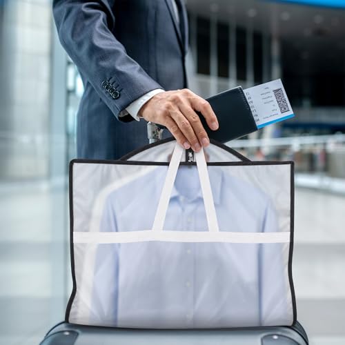 Lazebox 43" Travel Garment Bag with Accessories Zipper Pocket, Heavy Duty Suit Bag for Suits, Tuxedos, Dresses, Coats - size: 43inch-1 pack-Translucent