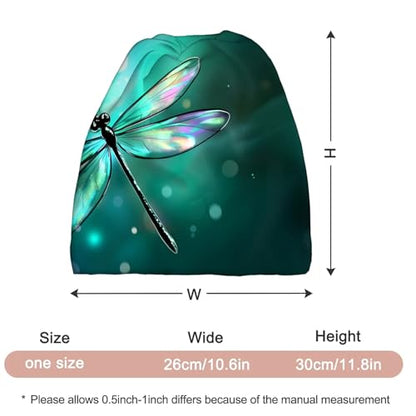 Art Owl Women's Slouchy Beanie Hat Cute Turban Hats Cancer Headwear Caps Baggy Skull Sleep Scarf - color: Green Dragonfly