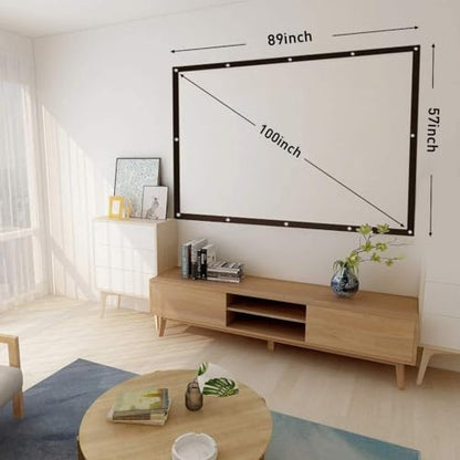 Double Layer Projector Screen 100 inch 16:9 Portable Projection Movie Screen 3D with No Light Transmission for Home Theater Outdoor Indoor Office with 15 Nails No Crease - size: 100 inch