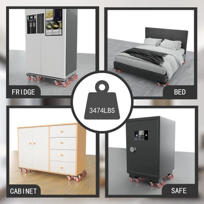 MYUEA Furniture Dolly,Furniture Movers with 5 Wheels,Carbon Steel Panel Heavy Duty Dolly,Maximum Load 3474LBS,Furniture Lifter with 5 360° Rotatable Rubber Universal Wheels(Black,6.89x6.9 in) - color: Black, size: 6.89x6.9 IN