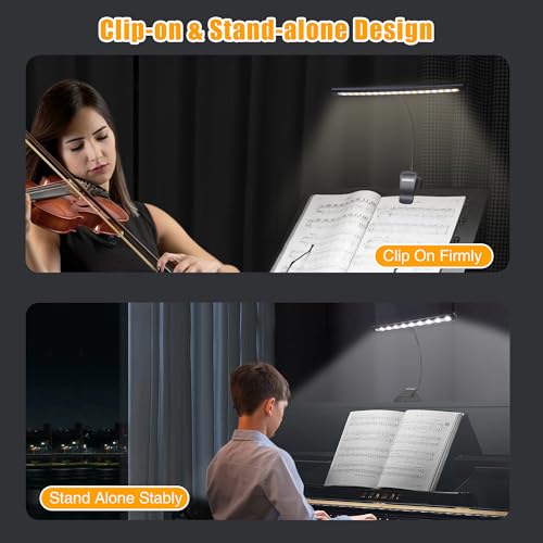 Clip On Music Stand Light,18LED Rechargeable Piano Light, Orchestra Light 3 Colors & 2 Levels Brightness Settings,Perfect for Piano, Keyboard,Orchestra,DJ,Craft and Reading