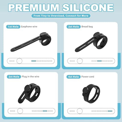 15 Pcs Silicone Cable Ties, Reusable Cord Organizers for Charger Cables, Hair Dryer, Home Office Desk, Flexible Cord Wraps for Electrical Wires Management