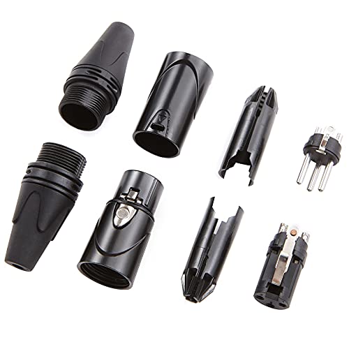 MFL. 3-Pin XLR Cable Connector Male and Female with Nickel Housing and Silver Contacts Mic Cable Plug Connector Audio Socket, Black, 4 Pairs - color: Black, 4 Pairs