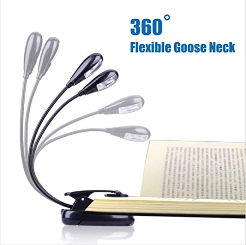 10 Pack Music Stand Lights - Musician Piano Light Clip On, USB & AAA Battery Powered, Eye Care & Portable, LED Book Reading Lamp, 4 Brightness, Ideal for Orchestra, Sheet Music, Guitar (Dual Arm) - size: 10 Pack