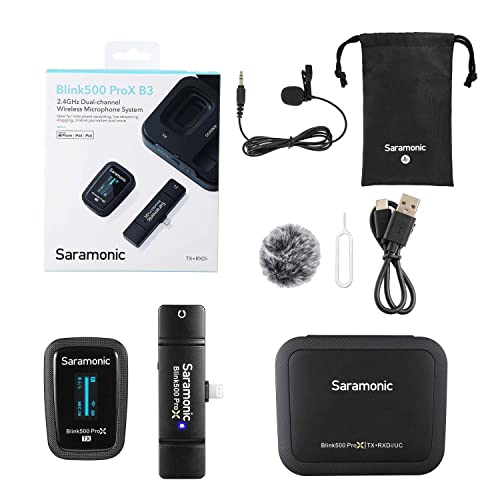 Saramonic Blink 500 Pro X B3 Wireless Clip-On Mic System with Lavalier & Lightning Receiver for iPhone & iPad with Lighting