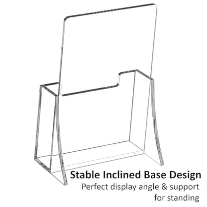 Acrylic Brochure Holder 4 Inch, 4 Pack, 4''x6'' Flyer Holder Display Stands | Clear, Plastic Pamphlet Holder, Flyers, Literature, Magazines, Booklets, Journals, Desk Holder, Office, Countertop Organizer - size: 4" x 6"
