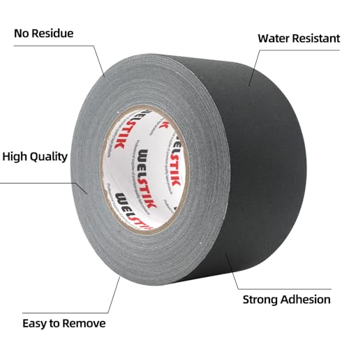WELSTIK Gaffers Tape 3 Inch Black 3" X 60 Yards Heavy Duty Gaffer Tape 3 Inch for Cables,Photography,Theater Stage Setup,Interior Design,Residue Free,Non Reflective,Easy to Tear