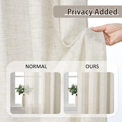 RAIN CITY Natural Pinch Pleated Curtains 63 Inches Long 2 Panels Set, Textured Natural Linen Blend Slub Yarn Sheer Window Drape for Small Windows Bedroom 42 by 63 Inch - color: Natural, size: 42"W x 63"L (Pack of 2)