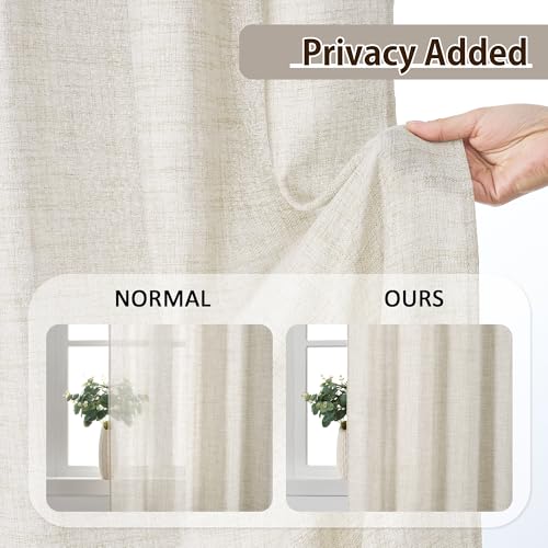 RAIN CITY Natural Pinch Pleated Curtains 45 Inches Long 2 Panels Set, Natural Linen Blend Slub Yarn Sheer Window Drape for Small Windows Bedroom 42 by 45 Inch - color: Natural, size: 42"W x 45"L (Pack of 2)