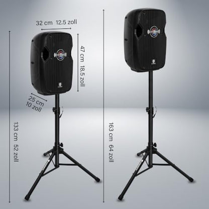 PRORECK 10-Inch Stereo Speakers, 850W Peak Power Bluetooth PA Speaker, with Wired Microphone, Speaker Stands & Remote – Portable DJ Speaker for Parties, Events, Karaoke, Outdoor Use