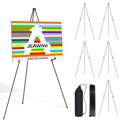 JEAWIWI 6 Pcs Lifhtweight Easel Stand, 66 Inch, Black, with Portable Bags - color: Black, size: 6 PCS