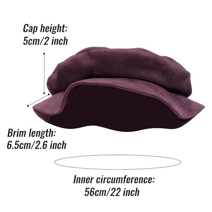 FURPHI Medieval Tudor Flat Cap Faux Suede Beret Hat Renaissance Festival Costume Accessories for Men Women - color: Purple