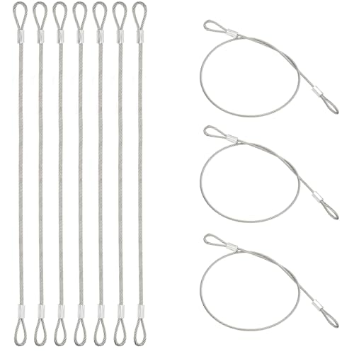 PATIKIL 10 Pcs Dia. 2mm Stainless Safety Cable, 16" Length Steel Security Ropes with Double Loops Braided Wire Rope Cables for Stage Light Outdoor Gate Luggage Lock Yard Lighting - size: 2mmx40cm