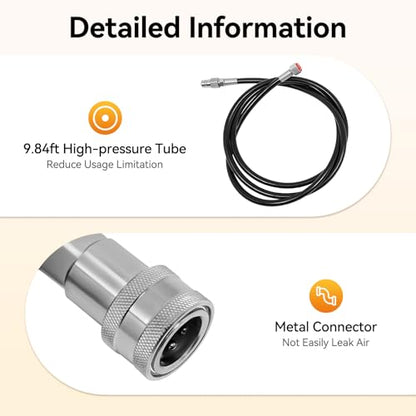 CO2 Handheld Smoke Machine, Fog Gun with RGB LED Lights & 3m Hose, 5-6Mpa High-Pressure Portable Smoke Cannon for Halloween, DJ Parties, Weddings, Stage Effects