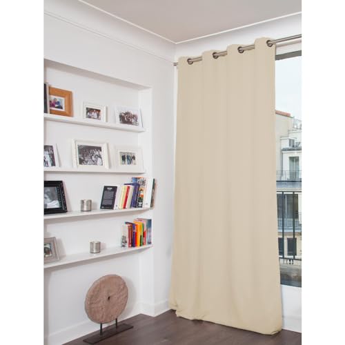 Moondream DecibelControl™ 3-in-1 Soundproof Curtain | Noise Reduction | Thermal Insulation | 100% Blackout | Patented Technology | Velvet | Grommet | 52" W x 63" L | Beige - Darjeeling MC15 - color: Beige - Darjeeling Mc15, size: 52"W x 63"L (Pack of 1)