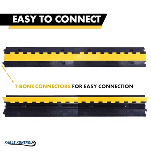 Kable Kontrol Atlas Heavy Duty Cable Protector Ramp - 2 Channel Bulk Wholesale Pallet - 40 Pcs - 40” Long Black & Yellow - 24,000 Lbs Capacity - Rubber Speed Bump Wire Protector Cord Cover - CP9987 - size: 2 Channel - 40" - 40 Units