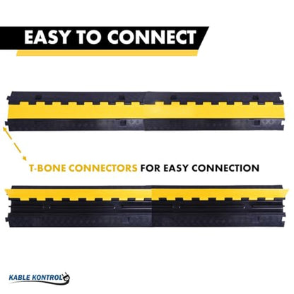 Kable Kontrol Atlas Heavy Duty Cable Protector Ramp - 2 Channel Bulk Wholesale Pallet - 40 Pcs - 40” Long Black & Yellow - 24,000 Lbs Capacity - Rubber Speed Bump Wire Protector Cord Cover - CP9987 - size: 2 Channel - 40" - 40 Units