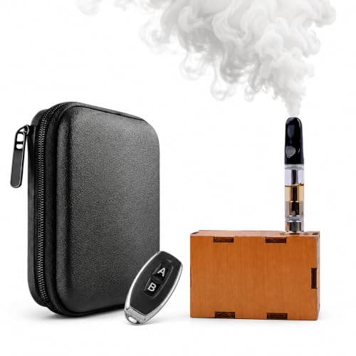 Portable Mini Fog Machine Handheld Smoke Maker with Remote Control Wireless Wooden Fogger Kit for Photography Video Cosplay Props Food Styling Includes Carrying Case and Fluid (Flat Mouth) - color: Flat Mouth