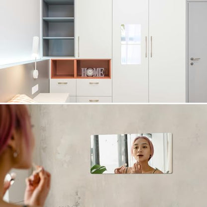 yuntop 2 Pack Self Adhesive Acrylic Mirror, 2MM Flexible Plastic Mirror, Shatterproof PS Frameless Wall Mirror for Bathroom Vanity and Entryway (12 x 12 inch) - size: 12 x 12 inch