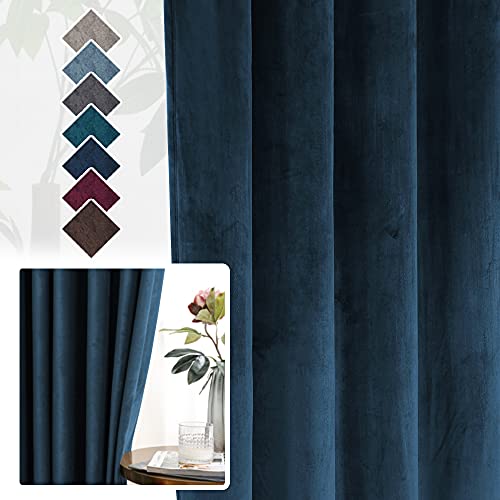H.VERSAILTEX Room Darkening Velvet Curtains for Bedroom, 63 Inch, Navy - color: Navy, size: 52"W x 63"L (Pack of 2)