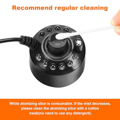 FITNATE Mist Maker, 12 LED Mister Fogger Water Fountain Pond Fog Machine Atomizer Air Humidifier, ultrasonic Mist fogger with Splash Guard, Perfect for Halloween and Other Holidays | Perfect for Halloween and Other Decorations, Easy, Simple to Use