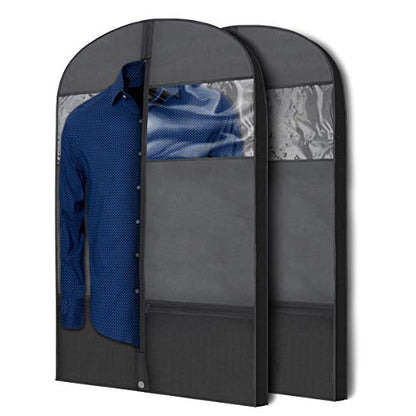 Plixio Gusseted Garment Bags Suit Bag for Travel and Clothing Storage of Dresses, Dress Shirts, Coats— Includes Zipper Pockets and Large Transparent Window (10 Pack: 43" x 24" x 3.4") - size: 10 Pack: 43" x 24" x 3.4"