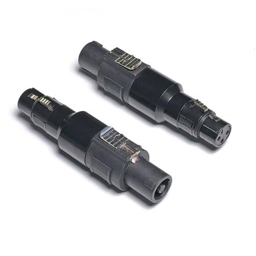 WJSTN Speakon to 3pin XLR Adapter, Black, Professional Connector, 2 Pack, for PA Systems, DJ Equipment, Amplifiers, Mixing Consoles (Speakon Male to XLR Female) - style: Speakon Male to xlr Female