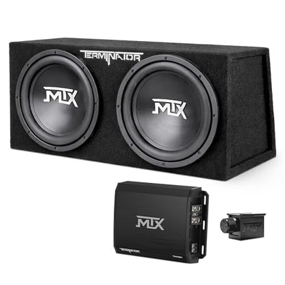 MTX 12" 1200W Dual Loaded Car Subwoofer Audio with Sub Box and Amplifier, TNP212D2 - style: Dual 12" Subwoofer Enclosure + Amplifier Subwoofer