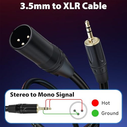 Cyberguys! 3.5mm to XLR Cable, 1/8 to XLR Male Audio Cord, TRS Jack, 6ft | Connector, Nickel-Plated with PVC Jacket, Balanced Cable for Mixer, Powered Speaker, Microphone, Sound Card, Studio Equipment - size: 6ft