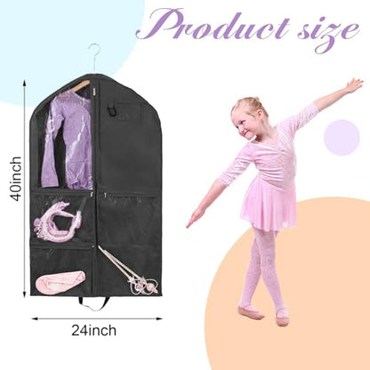 2 Pack Garment Bags for Travel Hanging Clothes,40inch Dance Bag,Dance Garment Bags For Dancers,Dance Competition Essentials,Dance Costume Garment bag For Kids Girls. - color: 2 Pack Black