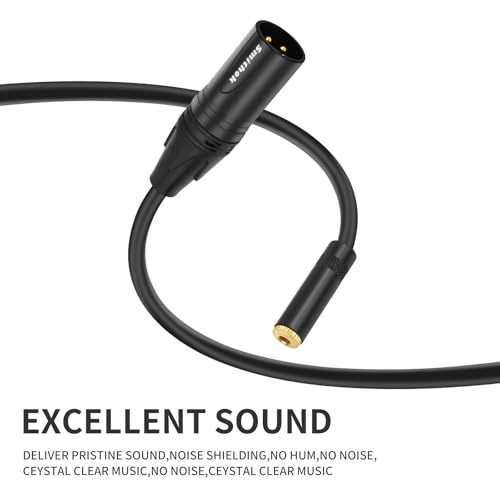 Smithok 2-Pack 3.5mm to XLR,Balanced 3.5mm 1/8 inch Female Stereo TRS Mini Jack to 3-Pin XLR Male Audio Converter Adapter Cable - 1feet(30cm)