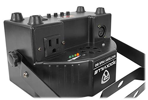 Rockville Battery PAR 50 LED DMX DJ DMX Wash Light Pair with RLB90 Bag | 8-10-Hour Rechargeable Battery, 18x1W RGB LEDs, 7-Channel DMX, XLR In/Out, Sound Activated, 2 Remotes, Color Mixing, 3-items