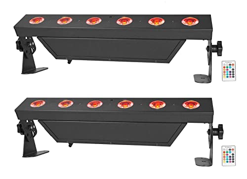 Rockville Best Strip 60 Black Rechargeable Wash Light Bar, 2-Pack | RGBWA+UV, 6x6W LEDs, DMX, Wireless Remote, Up to 22-Hour Battery, Sound Activated, 6500 Lux, 8800mAh, LCD Display